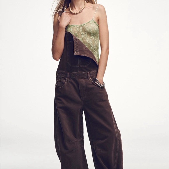 NWOT Free People Good Luck Barrel Overalls - Picture 3 of 8